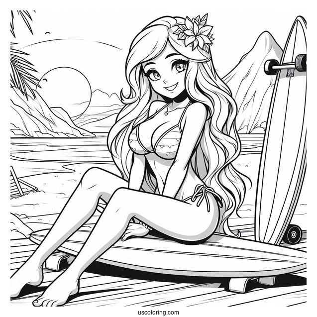 Blu Posing With A Skareboard At The Beach