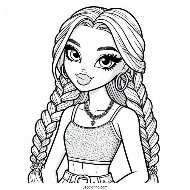Yasmin In Braids And Crop Top Coloring Sheet