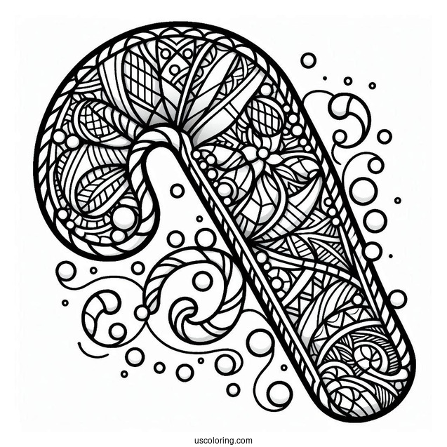 Intricate Candy Cane Coloring Page Stained Glass