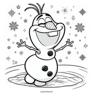 Olaf Making A Snow Angel To Color