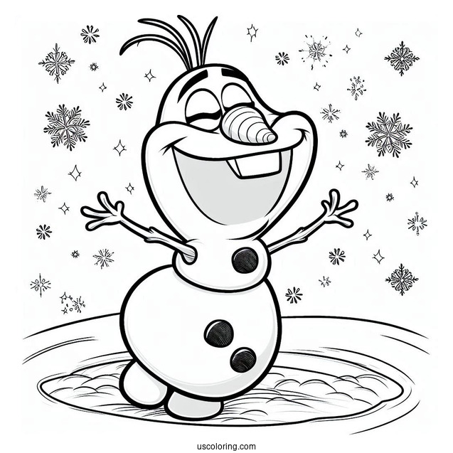 Olaf Making A Snow Angel To Color