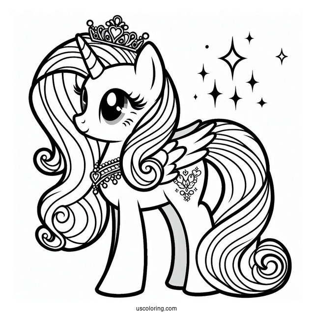 My Little Pony Rarity Wearing Crown and Dress