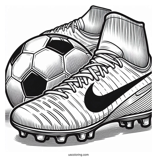 Nike Soccer Boots And Ball To Color