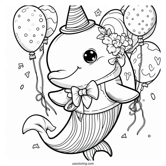 Dolphin Wearing Party Hard With Balloons