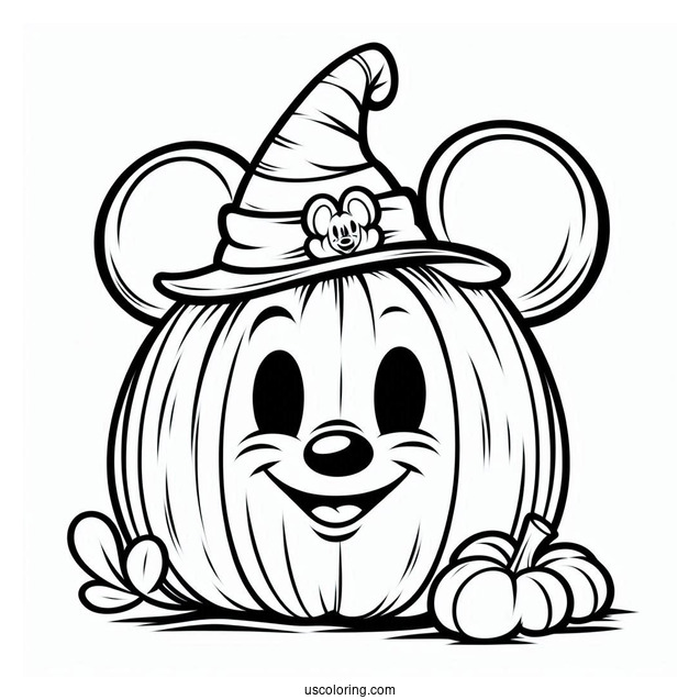 Pumpkin Coloring Page Mickey Mouse Themed Jack O Lantern To Color