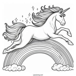 Realistic Looking Unicorn Galloping On a Rainbow