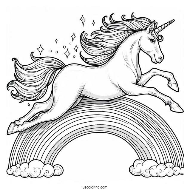 Realistic Looking Unicorn Galloping On a Rainbow