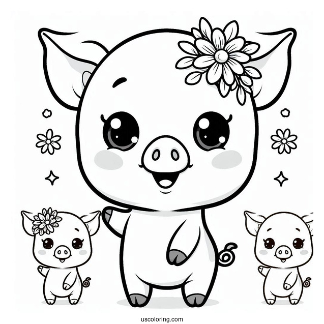 Piglet Coloring Page Smiling Face For Kids