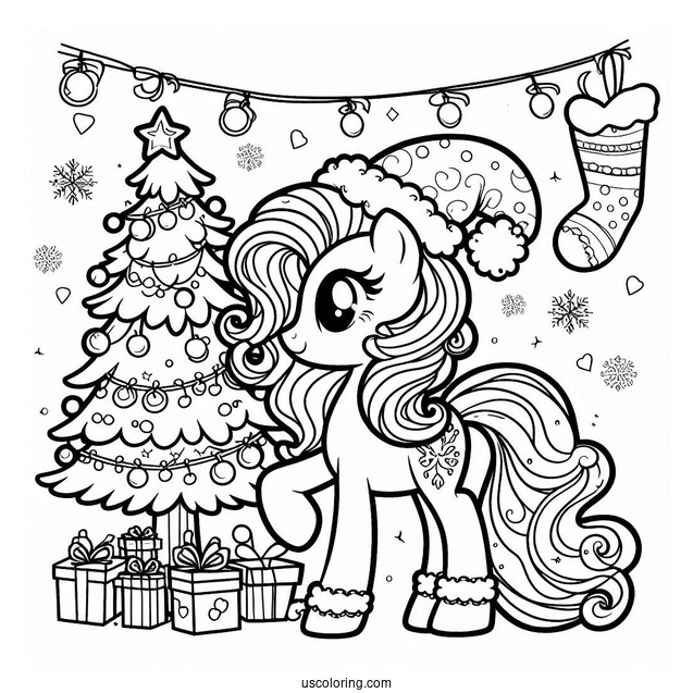 My Little Pony Decorating Christmas Tree To Color