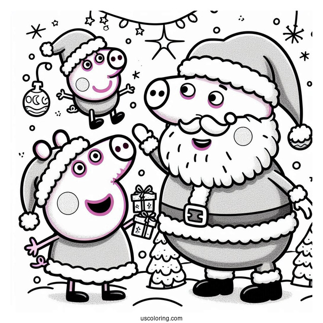 Peppa Pig And George With Santa At Christmas