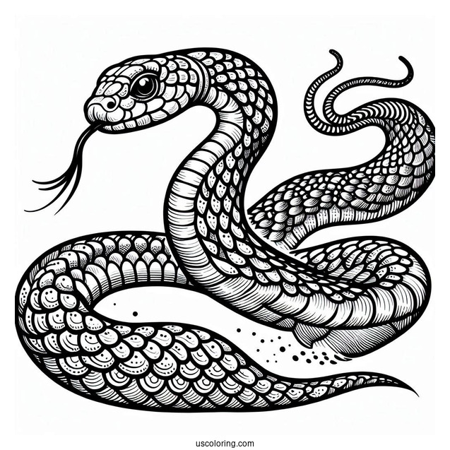 Snake With Detailed Scales To Color