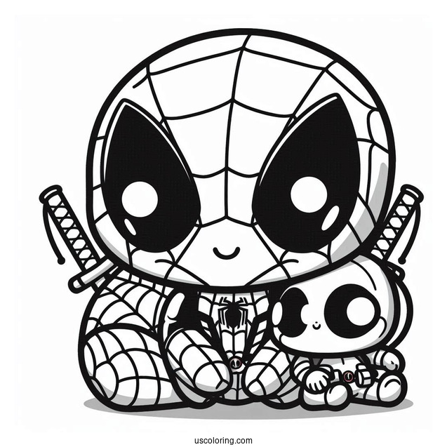 Kawaii Spider Man And Deadpool To Color