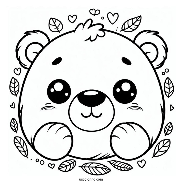 Coloring Sheet of Cartoon Polar Bear_s Face