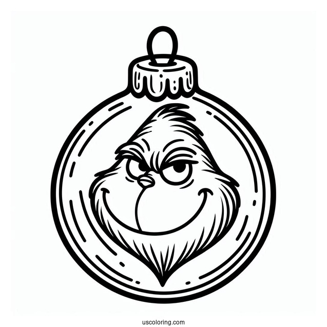 Simple Grinch Bauble Christmas Ornaments Coloring Page