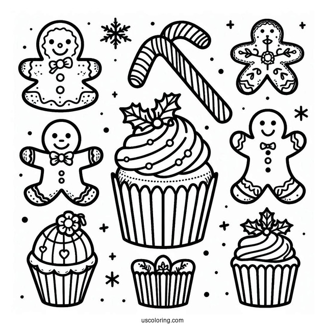 Gingerbread Men Decorating Christmas Cupcake