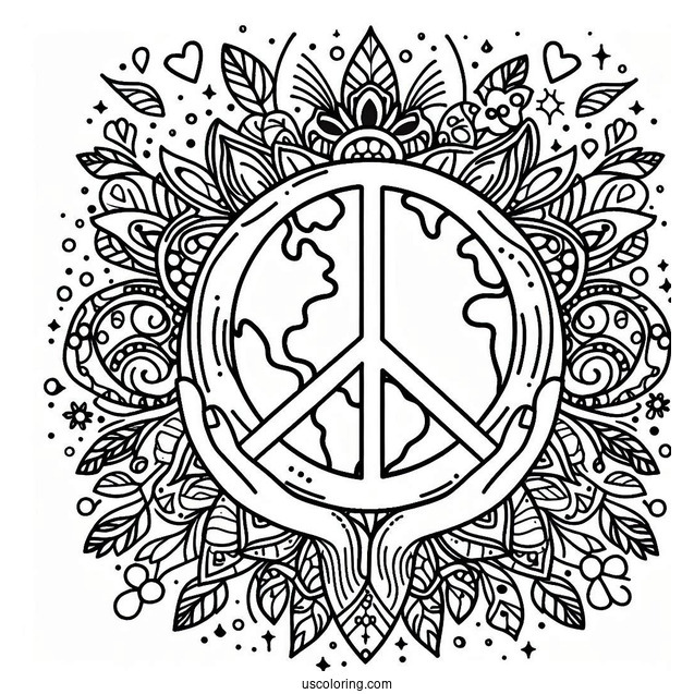 Hippie Visualize World Peace Coloring Page