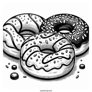Three Donuts With Glazed, Chocolate and Sprinkles