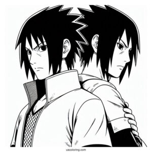 Uchiha Sasuke Coloring Page Standing Back To Back With Itachi