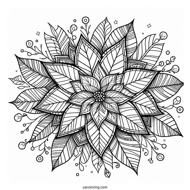 Christmas Mandala Coloring Page With Poinsettia