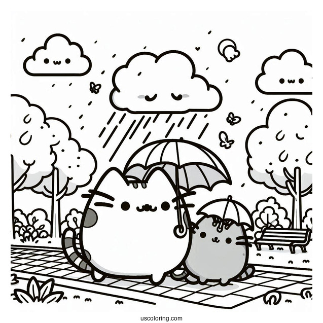 Pusheen And Stormy Walking In Park