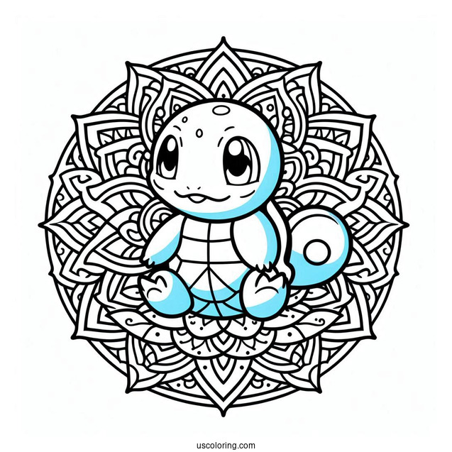 Squirtle Mandala Coloring Sheet For Kids