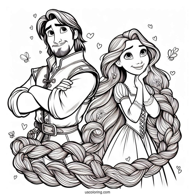 Eugene And Rapunzel Characters Coloring Page