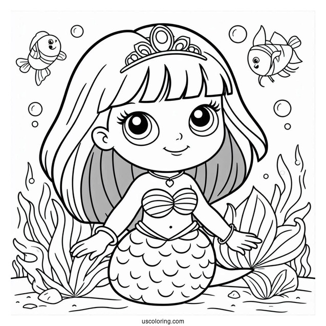 Princess Mermaid Dora Coloring Sheet