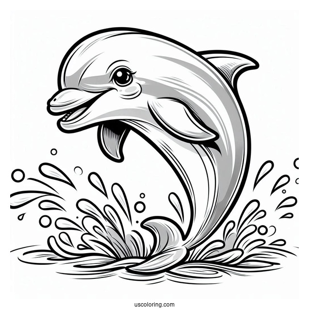 Smiling Dolphin Splashing In Water