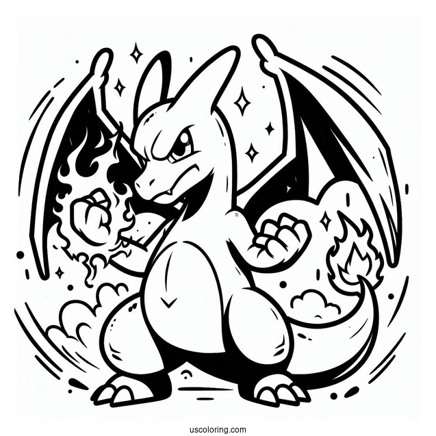 Angry Charizard Coloring In For Preschoolers