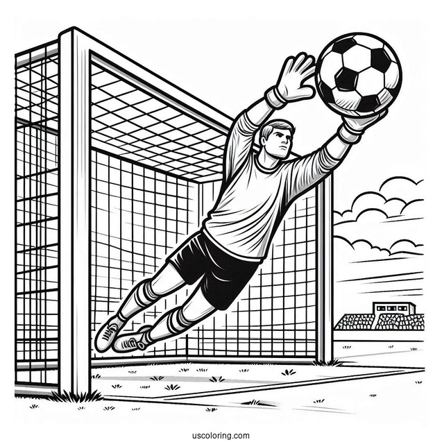 Soccer Goal Keeper Catching a Ball