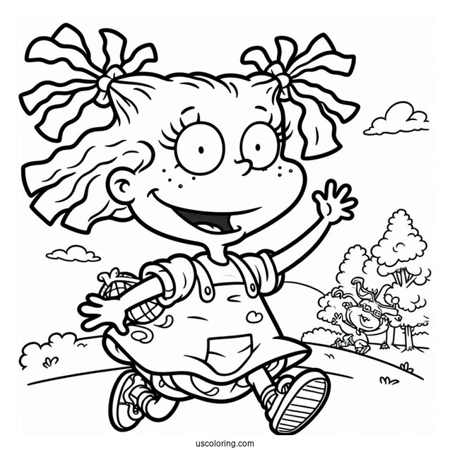 Rugrats Coloring Page Of Happy Angelika Pickles Waving