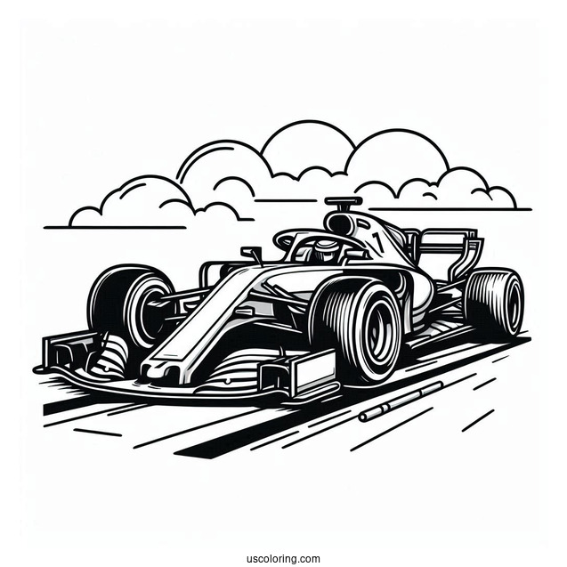F1 Coloring Page Racer On Stop Of Car