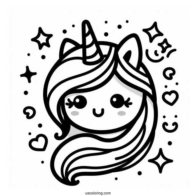 Easy Unicorn Emoji Coloring Page