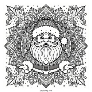 Santa Mandala Coloring Sheet