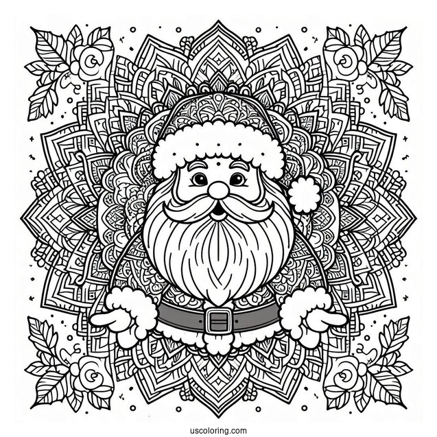 Santa Mandala Coloring Sheet