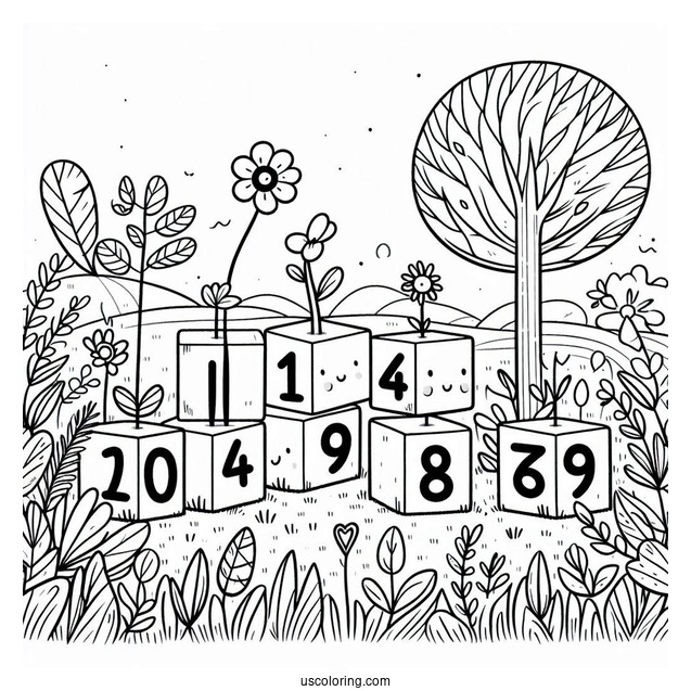 Numberblocks Coloring Page 1 to 10 Standing In Field