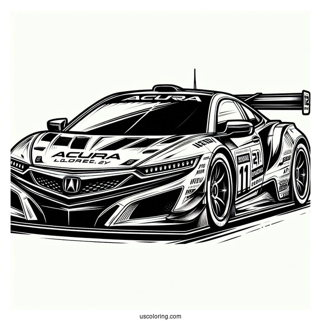 Acura Race Car Coloring Sheet