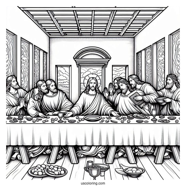 Last Supper Of Jesus Coloring