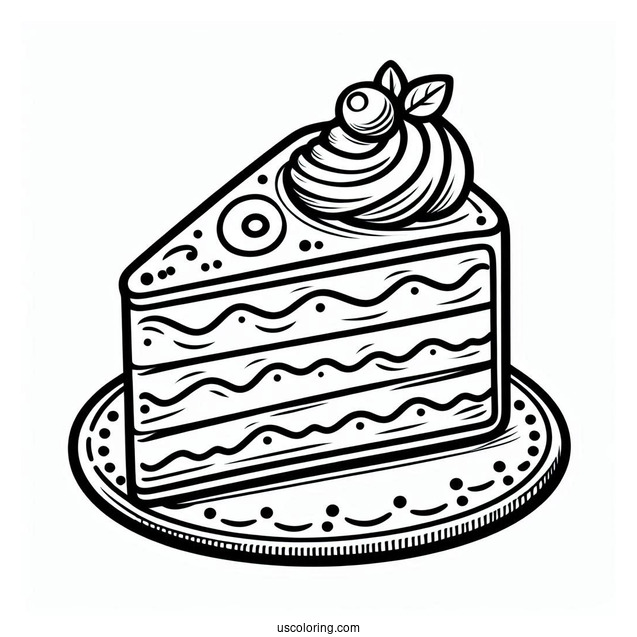 Cake Slice Outline Coloring In For Preschoolers