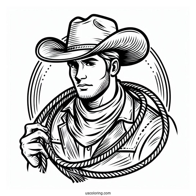 Cowboy Coloring Page With Lasso