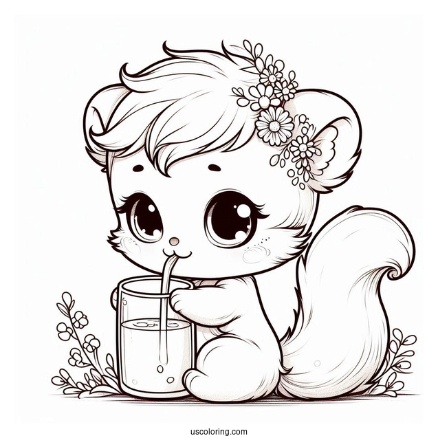 Baby Tails Coloring Page Drinking Milk