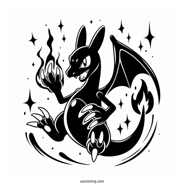 Dark Charizard Nail Flick Pokemon Card Coloring Page