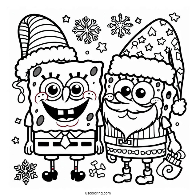 SpongeBob And Patrik Dressed Up As Santa For Christmas