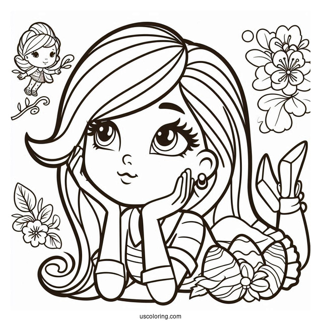 Polly Pocket Coloring Page Thinking Pose