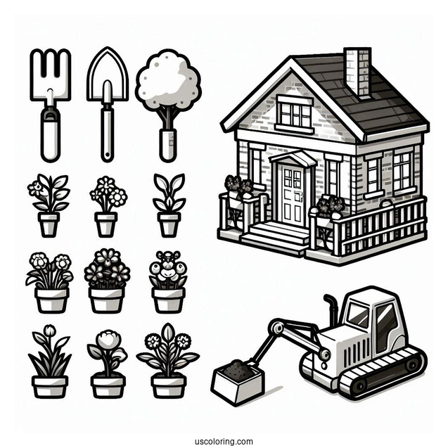 Roblox House Gardening Coloring Sheet