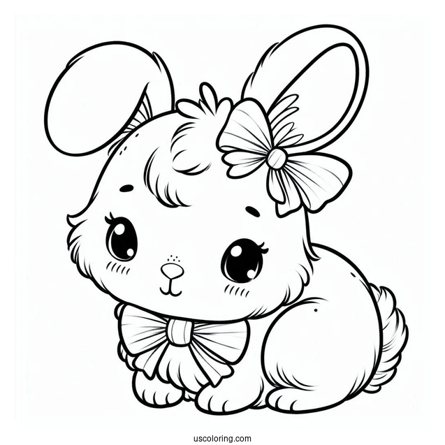 Adorable Little Rabbit Coloring Page With A Bowtie For Preschoolers