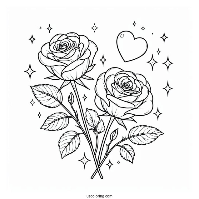 Two Roses With a Love Heart