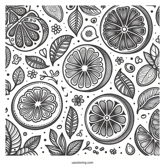 Looping Fruit Halves Pattern Coloring Page