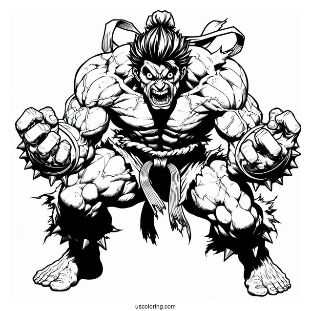 Scary Street Fighter Coloring Page Of Akuma