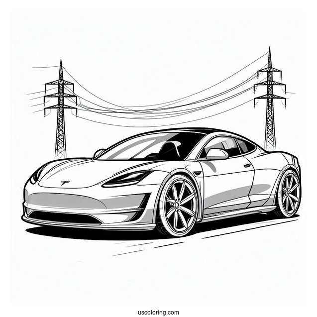 Tesla Roadster Coloring Page